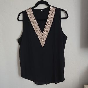 Elegant Black Sleeveless Top with Lace Detail